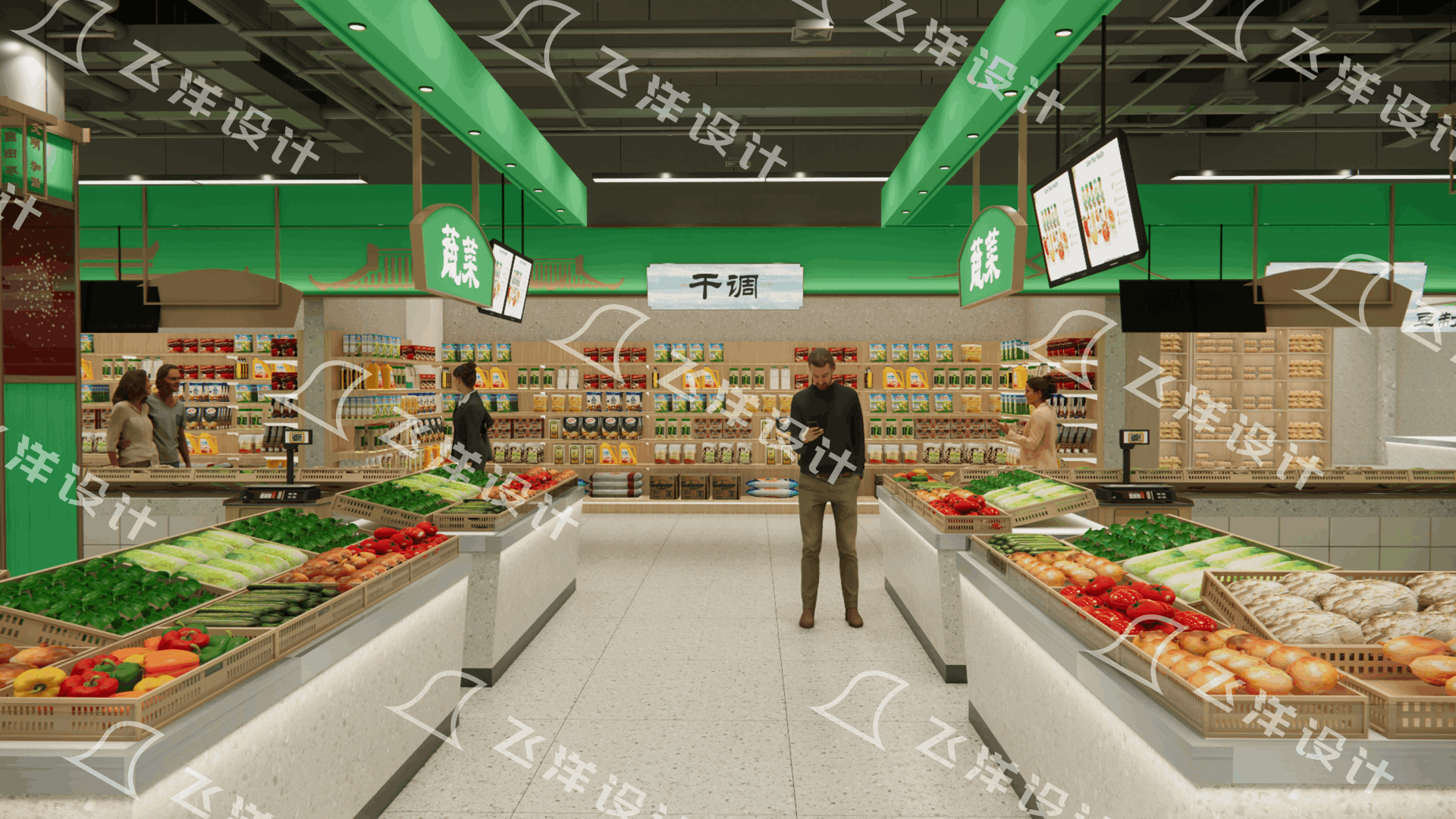 菜市場攤位設計_蔬菜攤效果圖